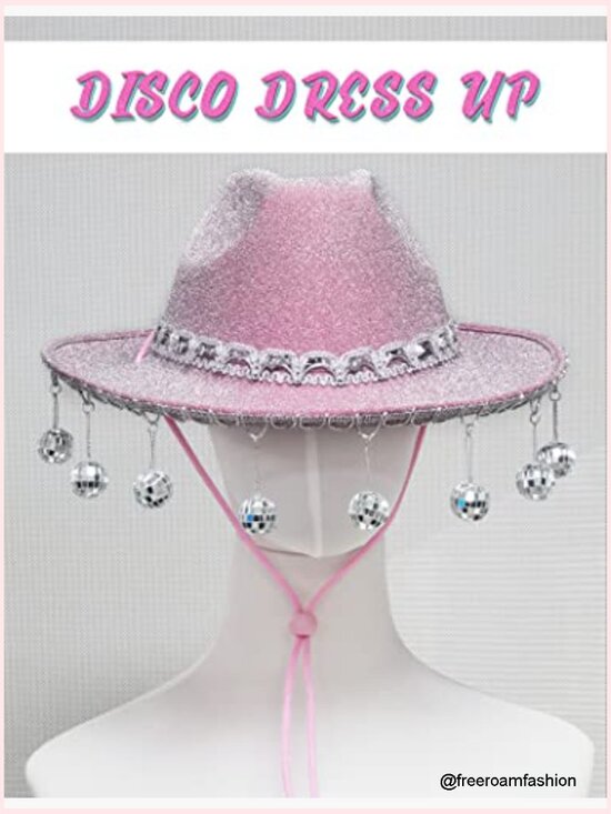 Disco Cowgirl Hat with Bandana, Rhinestone Cowboy Hat for Costume Party main image 4